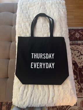 Thursday Boot Company Black Tote Bag with White Text